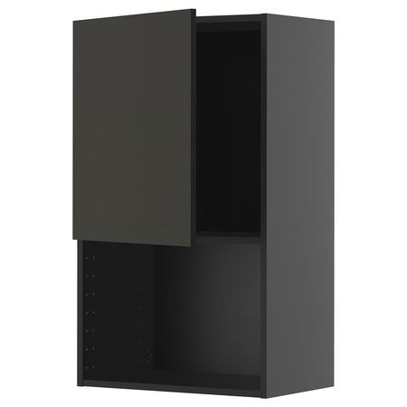 METOD Навесной шкаф для СВЧ-печи - черно-серый/Nickebo матовый антрацит 60x100 см