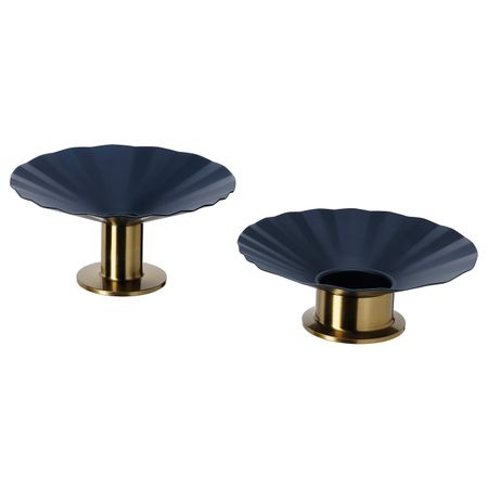 Подсвечник для/обычн/греющей свечи,2шт., синий/золотой IKEA KARISMATISK КАРИСМАТИСК 004.992.16