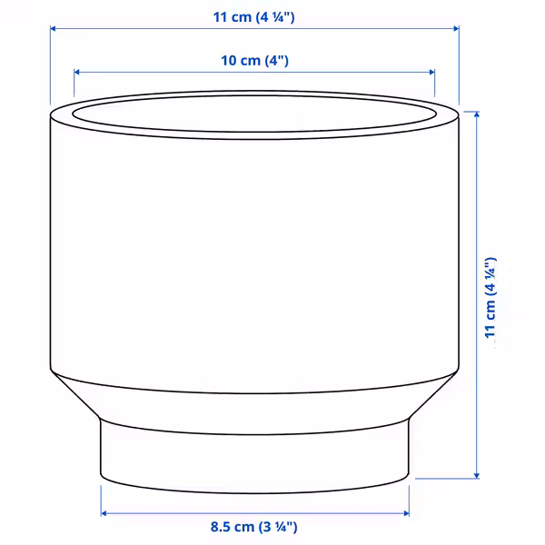 HONUNGSPALM ХОНУНГСПАЛМ Кашпо - д/дома/улицы/бежевый 9 см - схема-чертеж с размерами