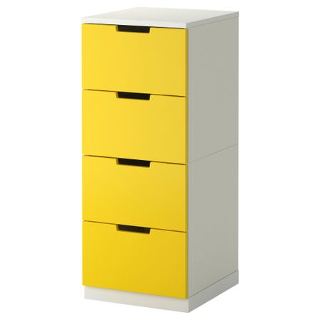 Комод с 4 ящиками НОРДЛИ, желтый, белый (40x97 см)