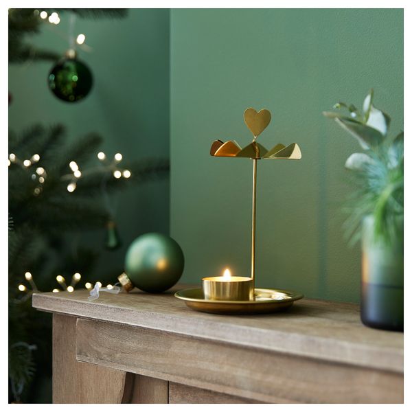 Подсвечник для греющей свечи, 17 см, золотой IKEA VINTERFINT 205.304.66 - фото 3