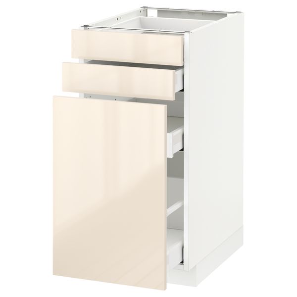 Напольный шкаф с выдвижными модулями, 2 фронтальные панели МЕТОД / МАКСИМЕРА, белый, Рингульт кремовый - схема-чертеж с размерами
