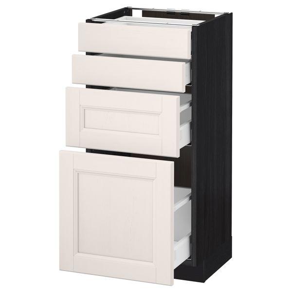 Напольный шкаф 4 фронтальных панели, 4 ящика МЕТОД / МАКСИМЕРА, черный, Лаксарби белый - схема-чертеж с размерами