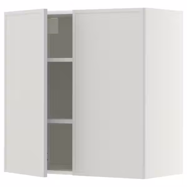 METOD Навесной шкаф с полками/2дверцы - белый/Aspudden светло-серый 80x80 см - фото 1