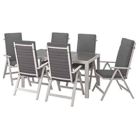 Стол+6кресел,д/сада, темно-серый, ФРЁСЁН/ДУВХОЛЬМЕН темно-серый 156x90 см IKEA ШЭЛЛАНД 392.668.81