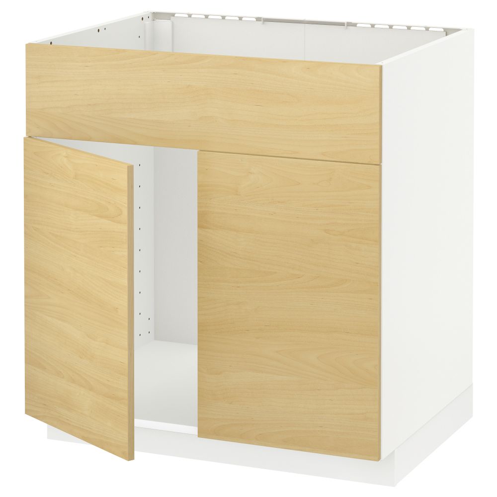 Напольный шкаф под мойку 2 дверцы/фронтальных панели МЕТОД, белый, Тингсрид береза (80x60 см) - схема-чертеж с размерами