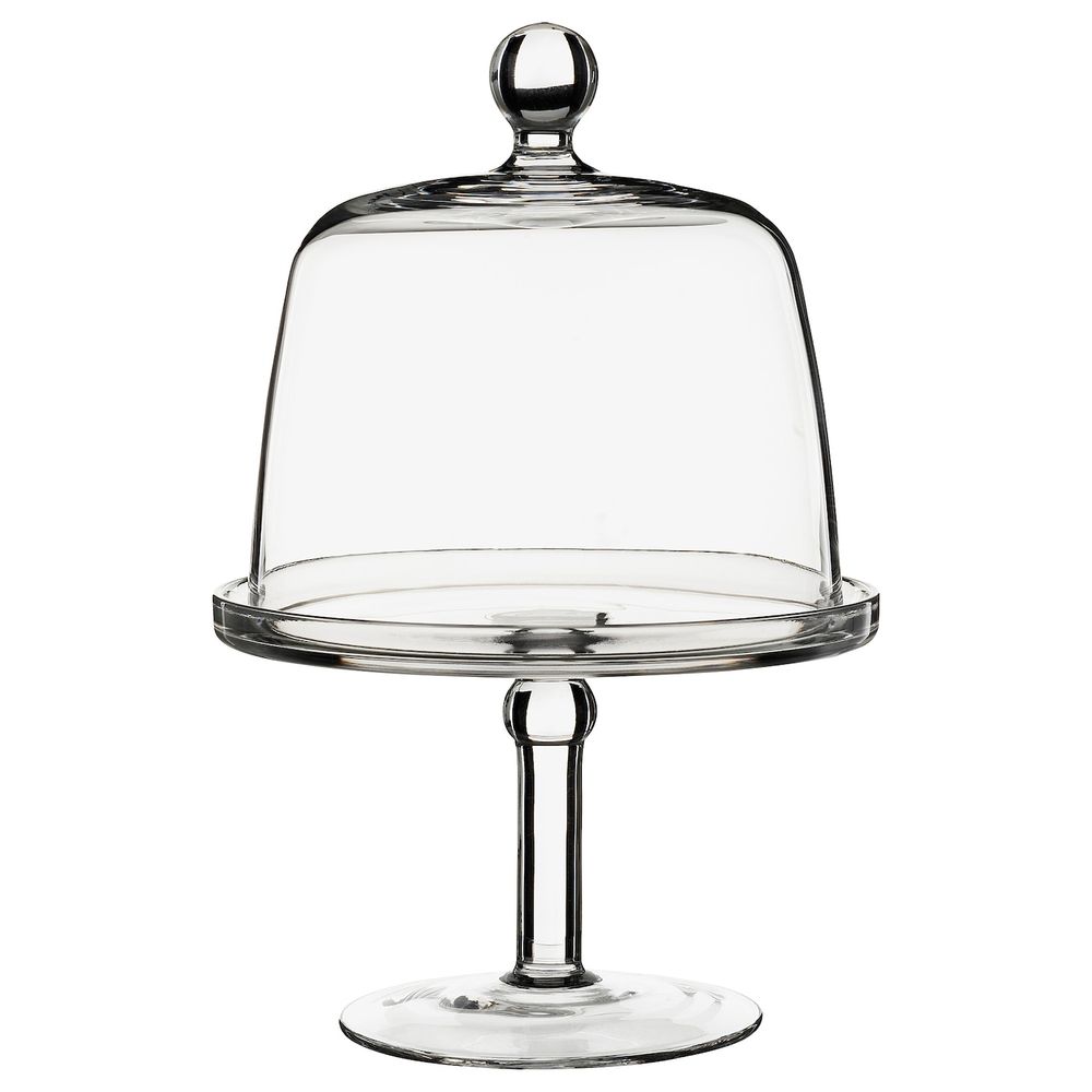 Сервировочная подставка с крышкой, прозрачное стекло 19 см IKEA INBJUDEN ИНБЬЮДЕН 004.913.24 - фото 1