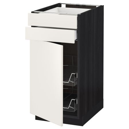 Напольный шкаф, дверца, 2 ящика, проволочных корзин МЕТОД / МАКСИМЕРА, черный, Веддинге белый