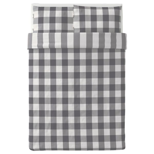 Пододеяльник и 2 наволочки ЭММИ РУТА, темно-серый, белый (200x200/50x70 см) - схема-чертеж с размерами
