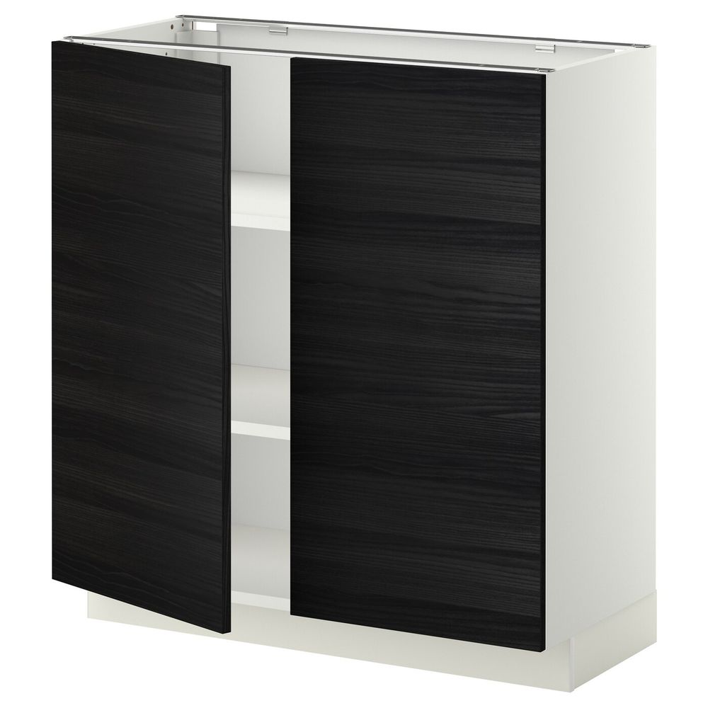 Напольный шкаф с полками/2двери, белый, Тингсрид черный 80x37 см IKEA МЕТОД 092.248.16 - схема-чертеж с размерами