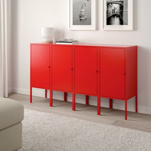 Комбинация для хранения, красный 140x35x82 см IKEA LIXHULT ЛИКСГУЛЬТ 592.488.72 - фото 2