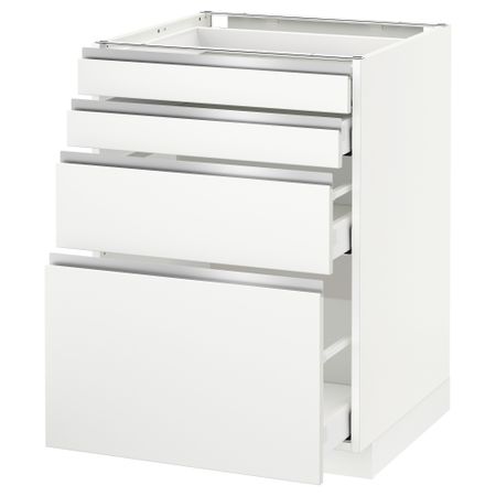 Напольный шкаф 4 фронтальных панели, 4 ящика МЕТОД / МАКСИМЕРА, белый, Нодста белый