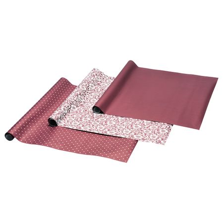 Рулон оберточной бумаги, орнамент «рождественская роза»/орнамент «точки» темно-красный 3x0.7 м/2.10 м²x3 шт IKEA VINTER 2020