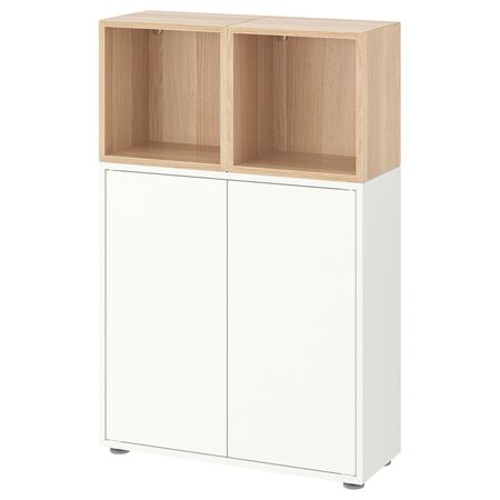 EKET Комбинация шкафов с ножками - белый/под беленый дуб 70x35x107 см