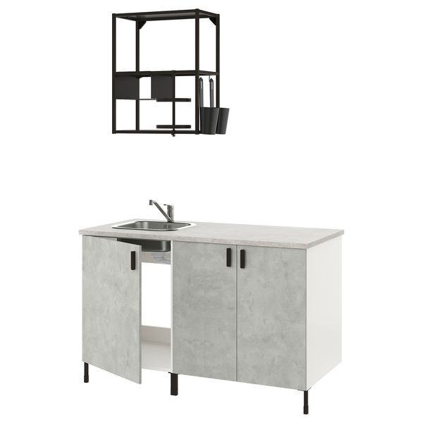 Кухня, 143x63.5x222 см, антрацит, под бетон IKEA BEGIVENHET БЕГИВЕНХЕТ 793.372.59 - фото 1