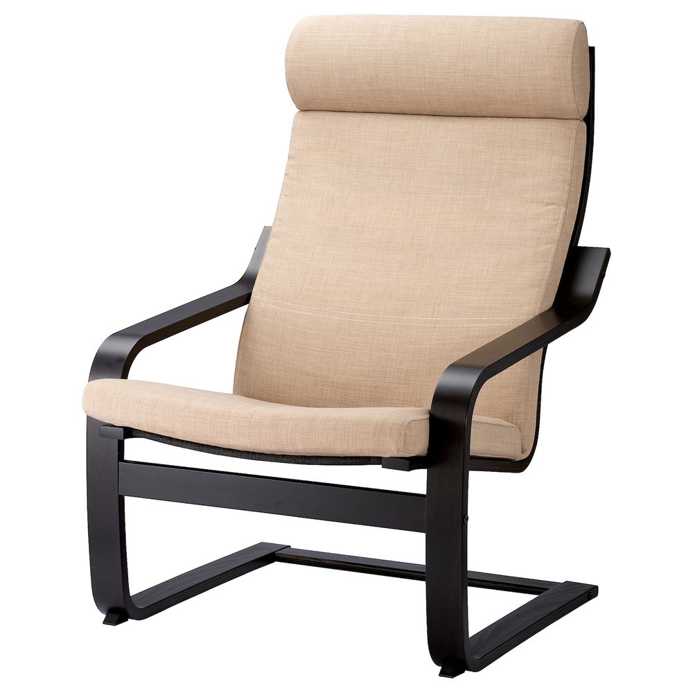 Кресло, черно-коричневый/Шифтебу бежевый IKEA POÄNG ПОЭНГ 393.027.99 - фото 1