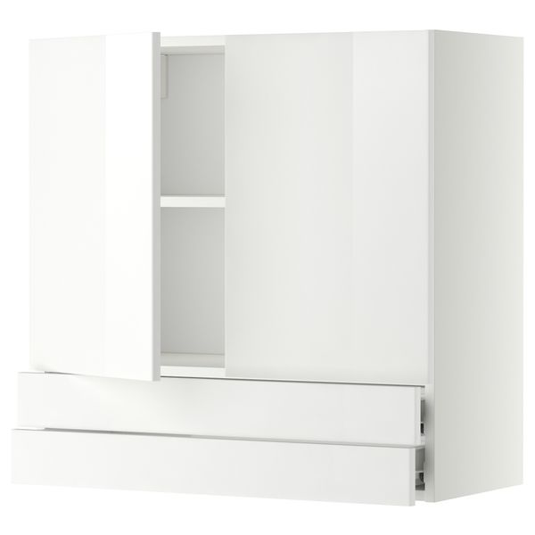 Навесной шкаф, 2 дверцы, 2 ящика МЕТОД / ФОРВАРА, белый, Рингульт белый - фото 1