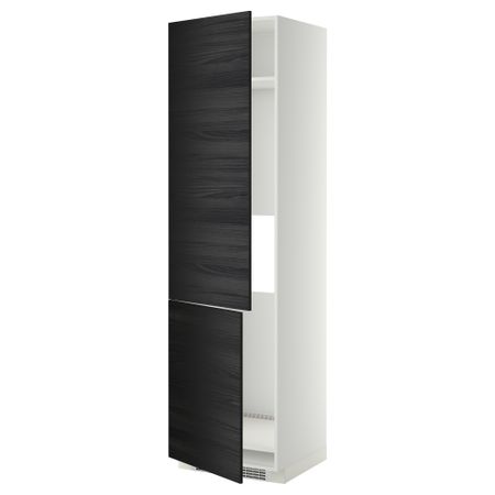 Высокий шкаф для холодильника/морозильника, 2 дверцы МЕТОД, белый, Тингсрид черный (60x60x220 см)