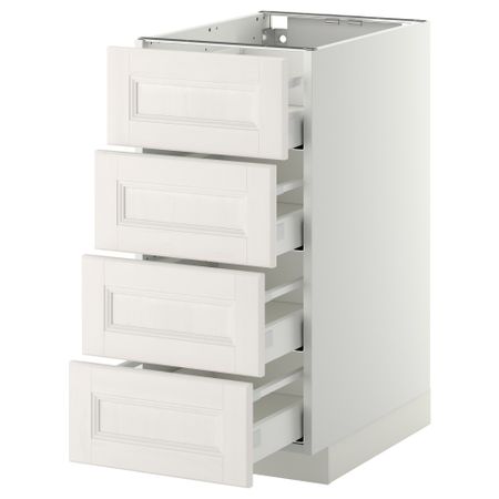 Напольный шкаф 4 фронтальных панели, 4 ящика МЕТОД / МАКСИМЕРА, белый, Лаксарби белый