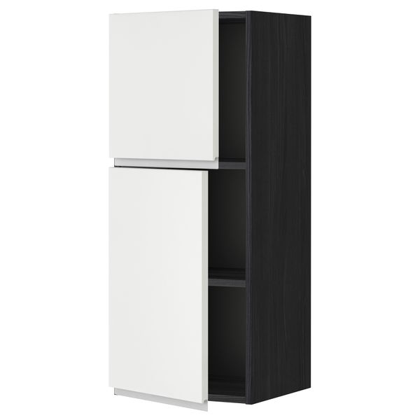 Навесной шкаф с полками, 2 дверцы МЕТОД, черный, Нодста белый - схема-чертеж с размерами