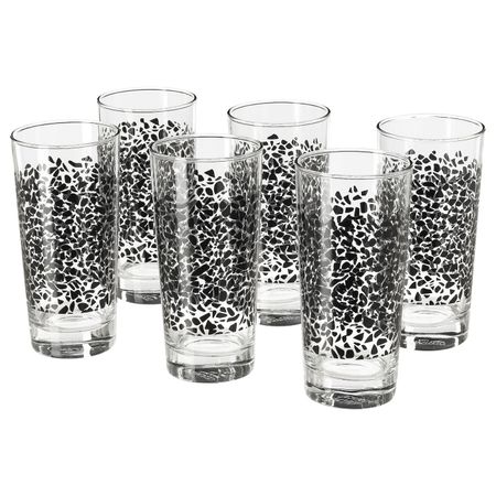 Стакан, черный, с рисунком, 40 сл 6 шт IKEA ВОРКУЛ 303.983.48