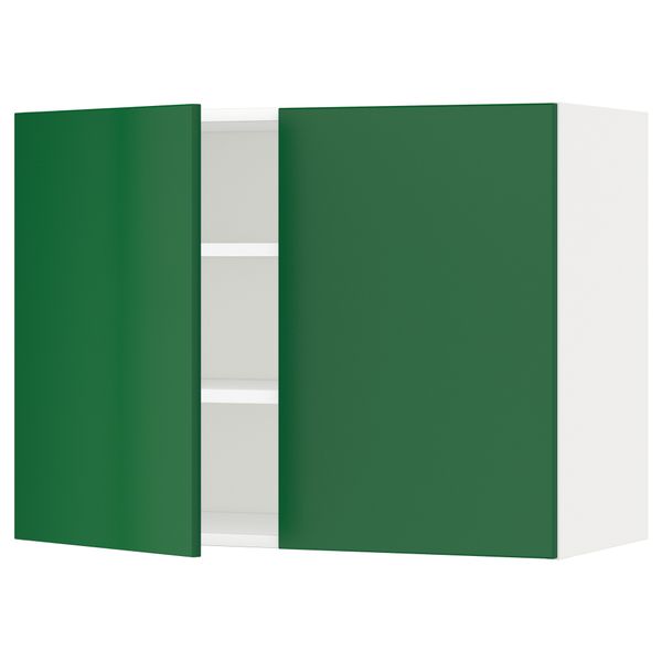 Навесной шкаф с полками, 2 дверцы МЕТОД, белый, Флэди зеленый - схема-чертеж с размерами
