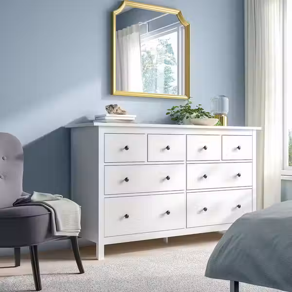 HEMNES Комод с 8 ящиками - белая морилка 160x96 см - схема-чертеж с размерами
