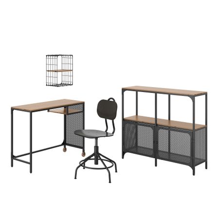 Стол и комбинация для хранения IKEA FHATTEFJÄLL ХАТТЕФЬЕЛЛЬBO ФЬЕЛЛЬБО, KULLABERG КУЛЛАБЕРГ, GULLHULT ГУЛЛЬХУЛЬТ 294.365.77