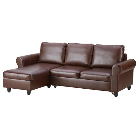 Диван-кровать с козеткой ФИКСХУЛЬТ, Раггиг темно-коричневый, под мрамор