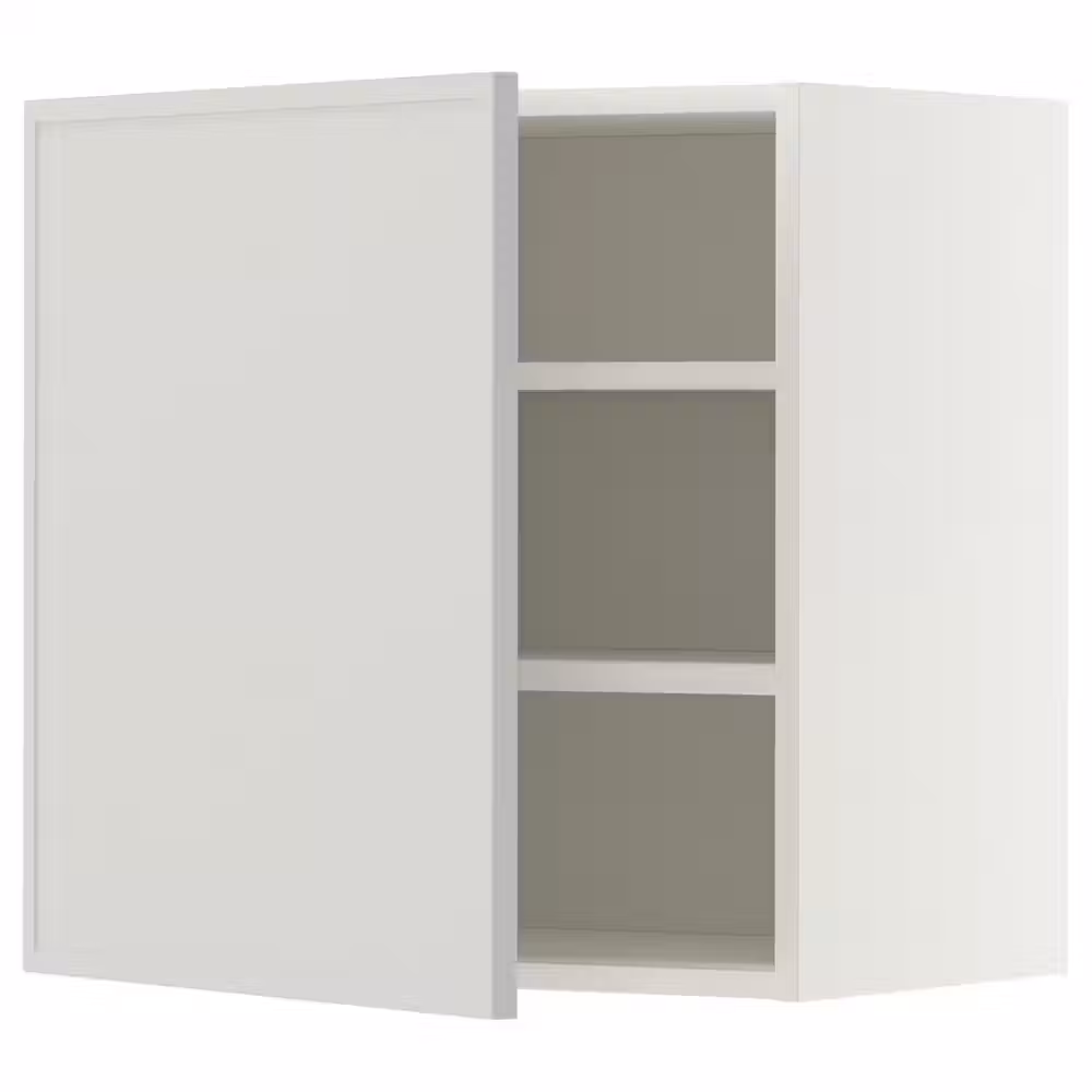 METOD Навесной шкаф с полками - белый/Aspudden светло-серый 60x60 см - фото 1