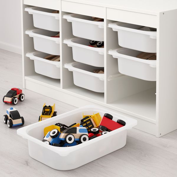 Комбинация для хранения + контейнеры, белый, белый, 99x44x56 см IKEA TROFAST ТРУФАСТ 292.284.70 - схема-чертеж с размерами