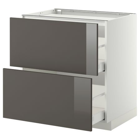 Напольный шкаф, 2 фронтальных панели, 3 ящика МЕТОД / МАКСИМЕРА, белый, Рингульт серый