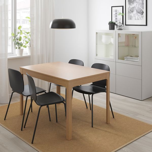 Стол и 4 стула, дуб/черный 120/180 см IKEA EKEDALEN ЭКЕДАЛЕН / SVENBERTIL СВЕН-БЕРТИЛЬ 492.214.15 - фото 2