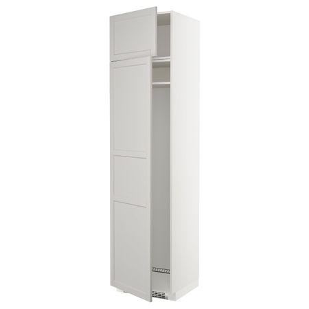 Высокий шкаф для холодильника или морозильн, белый/Лерхюттан светло-серый 60x60x240 см IKEA METOD МЕТОД 092.728.12