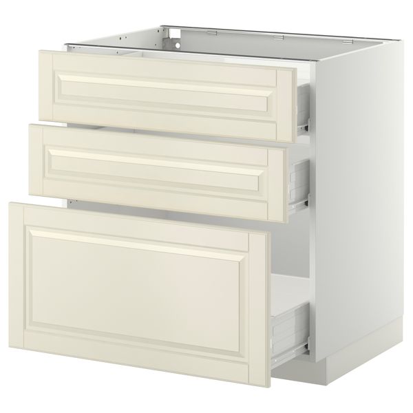 Напольный шкаф с 3 ящиками МЕТОД / ФОРВАРА, белый, Будбин белый с оттенком - схема-чертеж с размерами