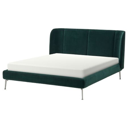 Каркас кровати с обивкой, 160x200 см, Djuparp темно-зеленый IKEA TUFJORD ТЮФЬЁРД 104.464.11