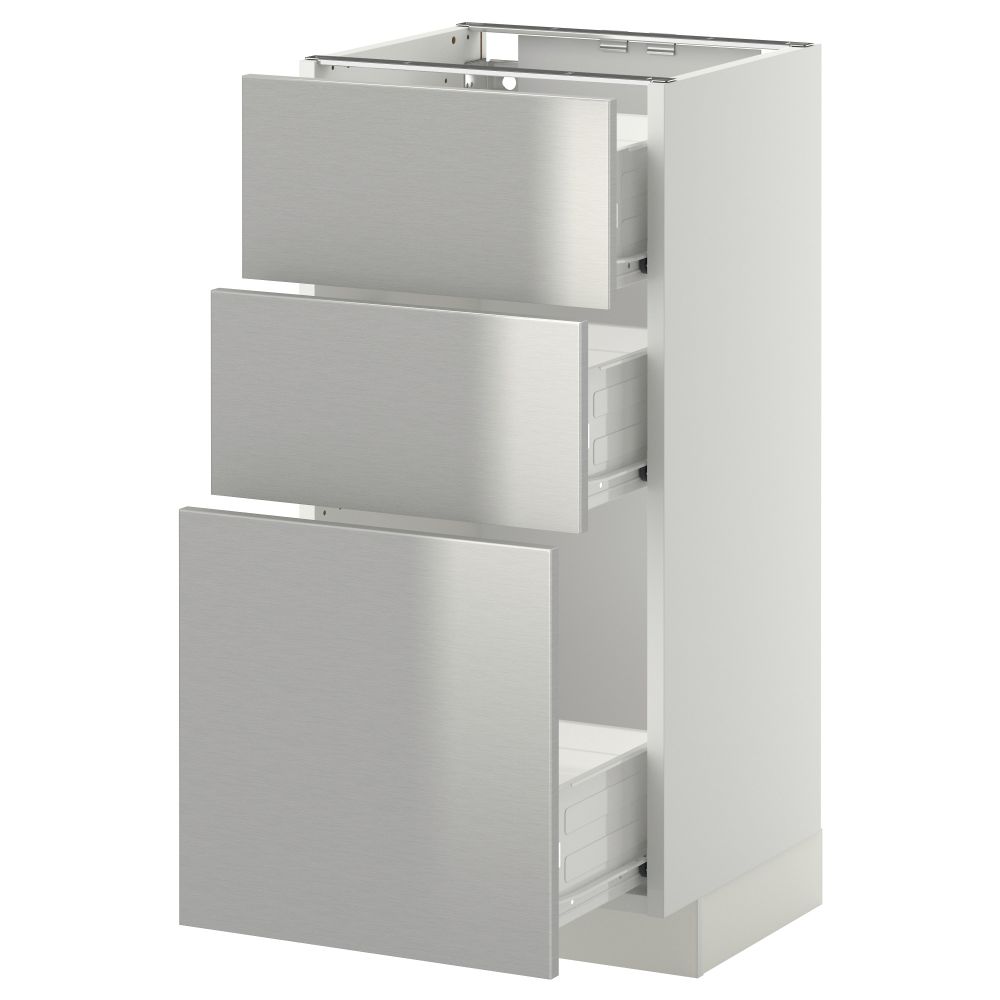 Напольный шкаф с 3 ящиками МЕТОД / ФОРВАРА, белый, Гревста нержавеющ сталь - схема-чертеж с размерами