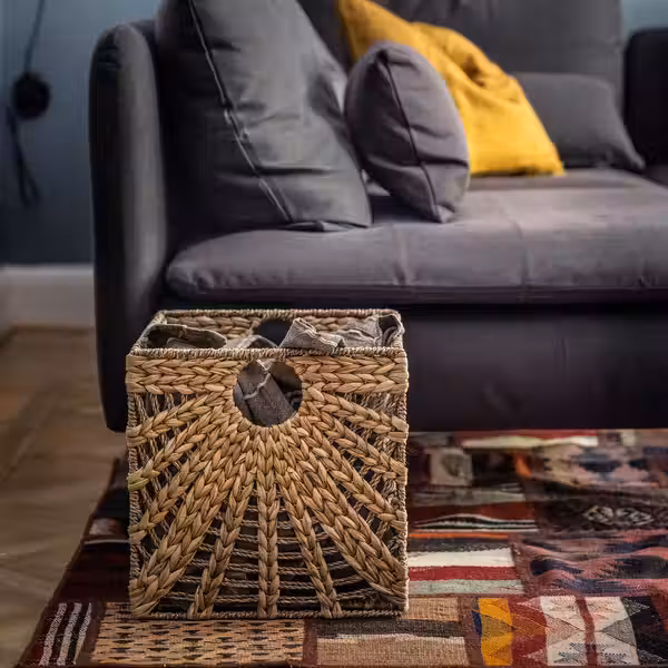 LUSTIGKURRE Корзина - естественный водный гиацинт/водоросли 32x33x32 см - фото 3