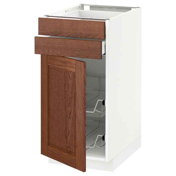 Напольный шкаф, дверца, 2 ящика, проволочных корзин МЕТОД / МАКСИМЕРА, белый, Филипстад коричневый - схема-чертеж с размерами