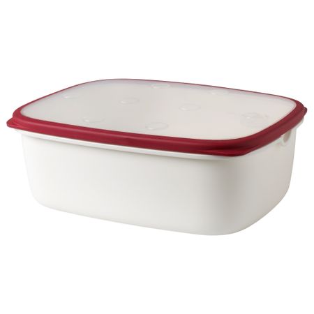 Контейнер ИКЕА/365+, белый, красный (34x25x12 см)