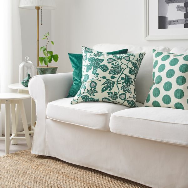 Чехол на подушку, неокрашенный/темно-зеленый 50x50 см IKEA АЛЬПКЛЁВЕР 904.565.52 - фото 2