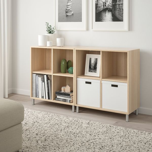 Комбинация шкафов с ножками, под беленый дуб 140x35x80 см IKEA EKET ЭКЕТ 592.864.87 - фото 3