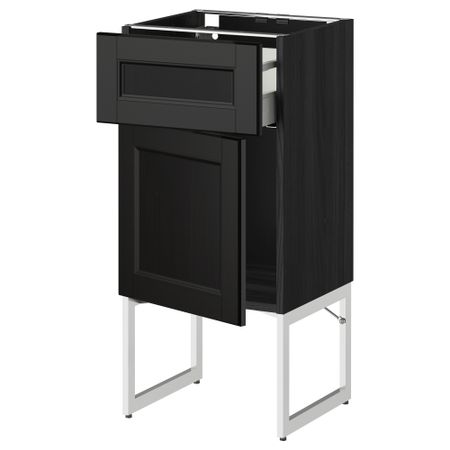 Напольный шкаф с ящиком, дверью МЕТОД / МАКСИМЕРА, черный, Лаксарби черно-коричневый