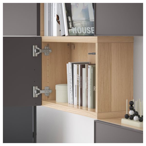 Шкаф для ТВ, комбинация БЕСТО, под беленый дуб, Грундсвикен темно-серый (240x20/40x204 см) - фото 5