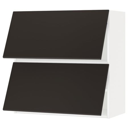 Навесной шкаф, 2 дверцы, горизонтал, белый/Кунгсбакка антрацит 80x80 см IKEA METOD МЕТОД 093.923.72