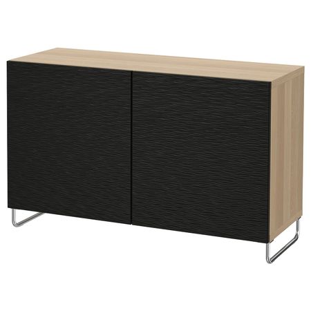 Комбинация для хранения с дверцами, под беленый дуб, лаксвикен/суларп черный 120x40x74 см IKEA БЕСТО 892.670.67