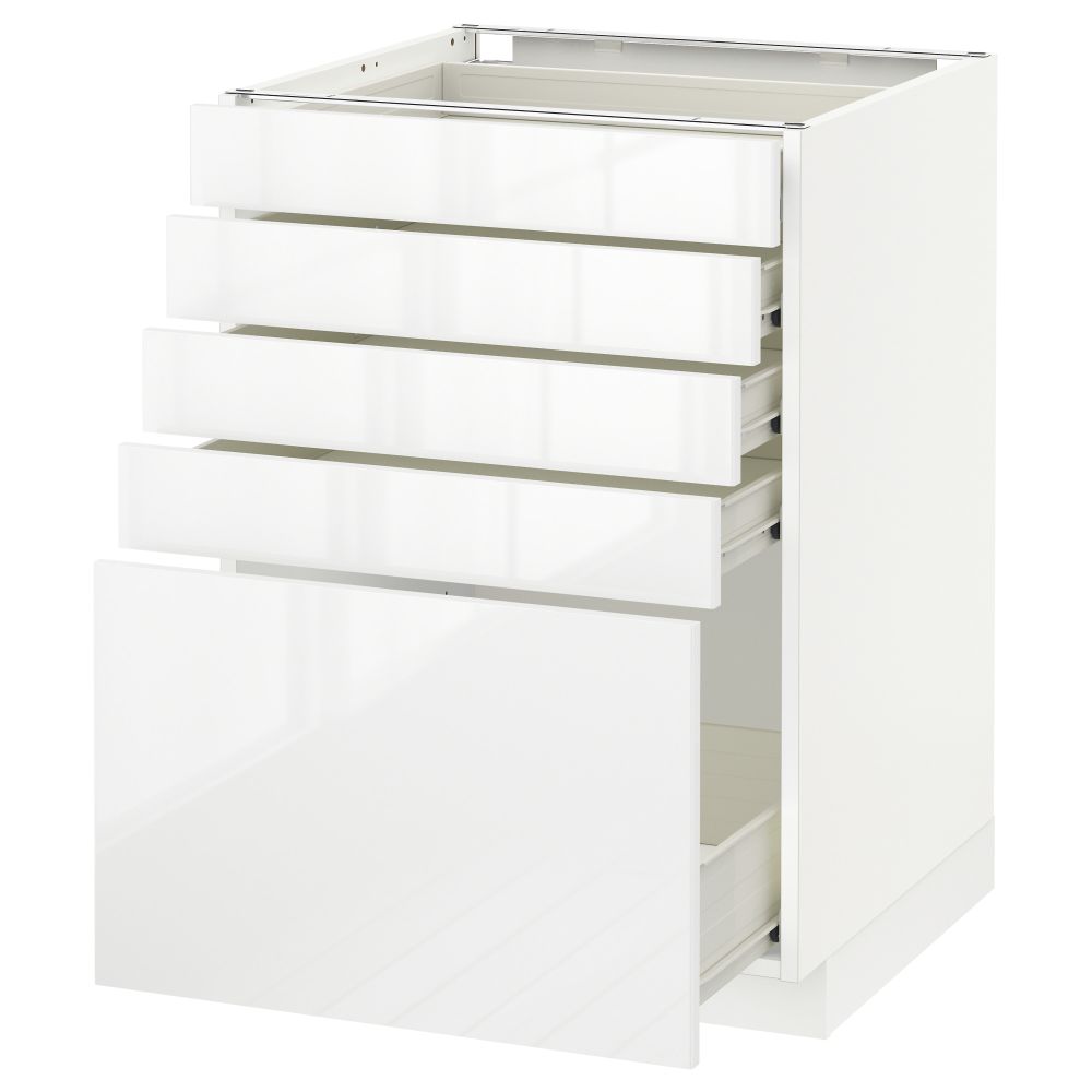 Напольный шкаф с 5 ящиками МЕТОД / ФОРВАРА, белый, Рингульт белый - схема-чертеж с размерами