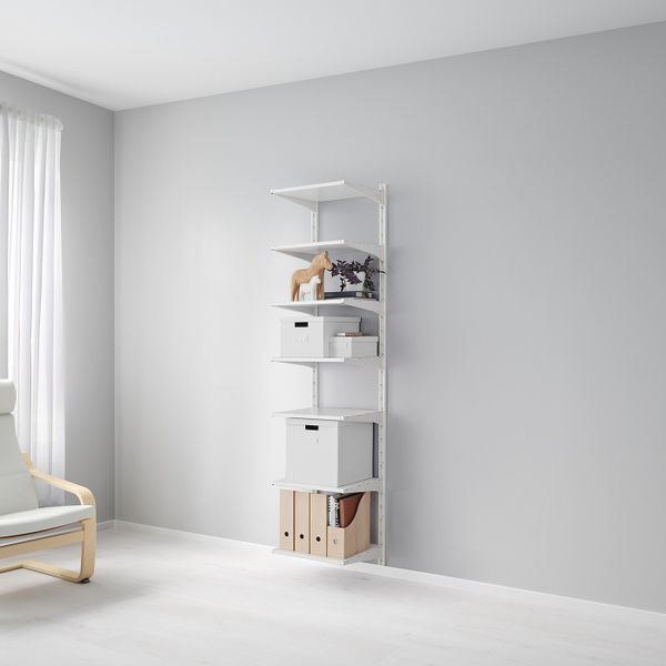 Настенная шина/полки, белый 46x41x197 см IKEA АЛЬГОТ 992.302.43 - фото 1
