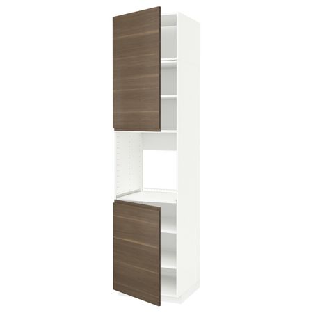 Высокий шкаф для духовки/2дверцы/полки, белый/Воксторп грецкий орех 60x60x240 см IKEA METOD МЕТОД 792.240.59