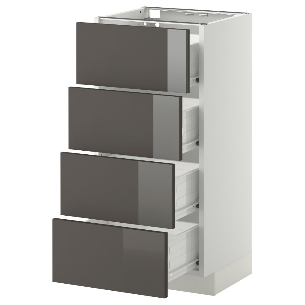 Напольный шкаф 4 фронтальных панели, 4 ящика МЕТОД / ФОРВАРА, белый, Рингульт серый - схема-чертеж с размерами